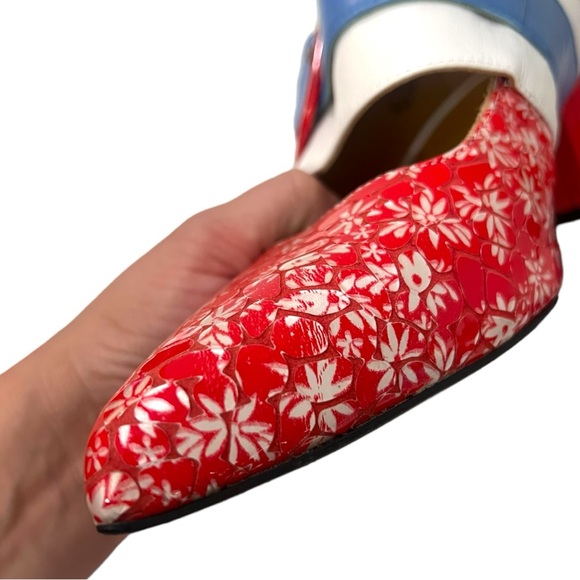 John Fluevog Red Floral Felicity Vintage Inspired Mary Janes Sz 9.5 (No BOX) - Picture 4 of 13